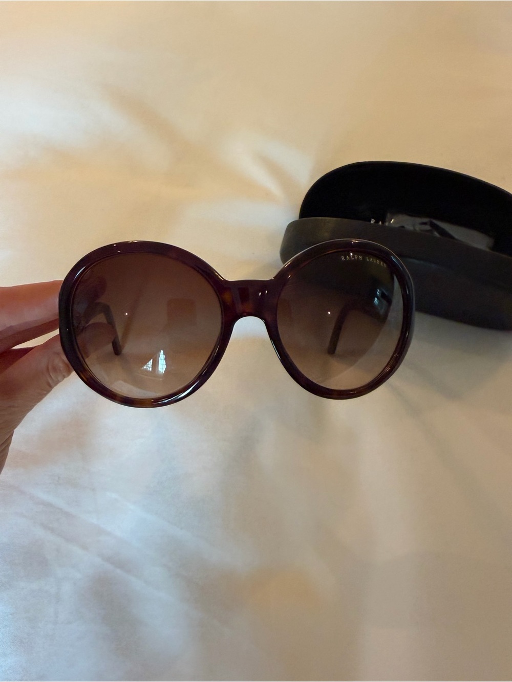 Ralph Lauren Women's Round Tortoise Frame Sunglasses with Brown Gradient Lenses